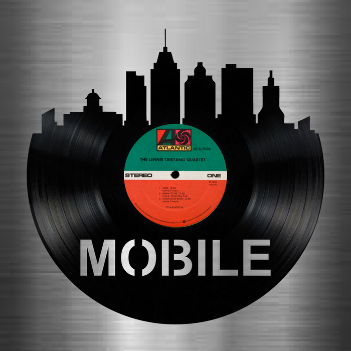 MOBILE Alabama  Skyline Vinyl record art cut from a actual vinyl record