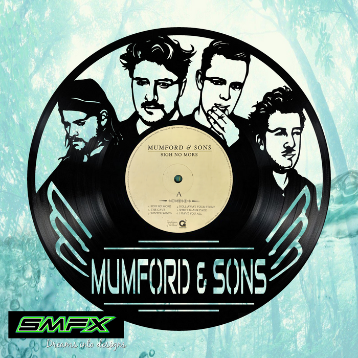 MUMFORD AND SONS Laser Cut Vinyl Record artist representation or vinyl clock