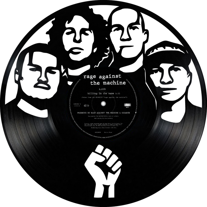 RAGE AGAINST THE MACHINE Laser Cut Vinyl Record artist representation or vinyl clock