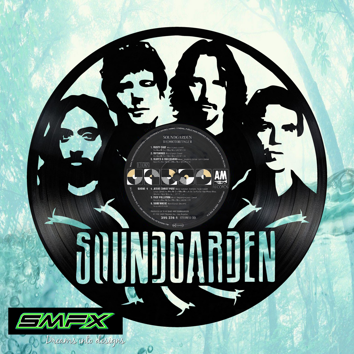 soundgarden Laser Cut Vinyl Record artist representation or vinyl cloc ...