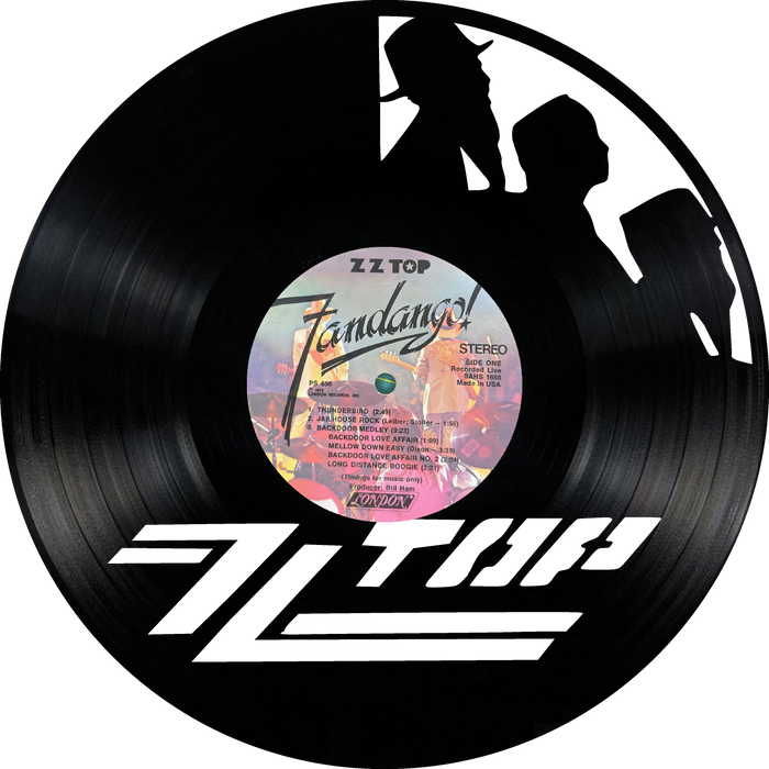 ZZ TOP Laser Cut Vinyl Record artist representation or vinyl clock