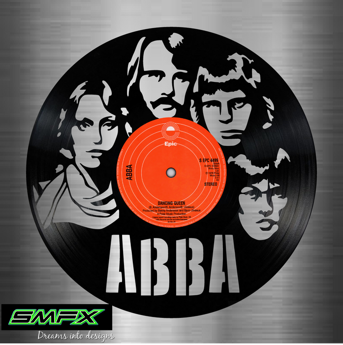 abba Laser Cut Vinyl Record artist representation or vinyl clock