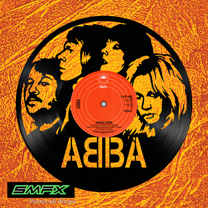 abba Laser Cut Vinyl Record artist representation or vinyl clock