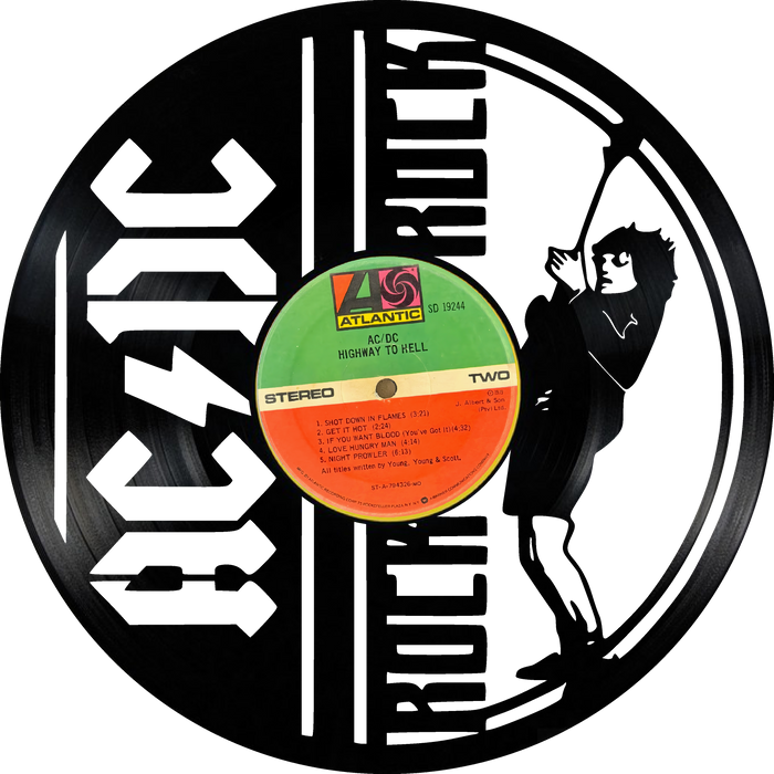 AC-DC  Laser Cut Vinyl Record artist representation or vinyl clock
