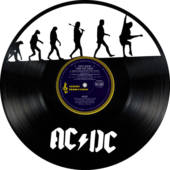 AC-DC  Laser Cut Vinyl Record artist representation or vinyl clock