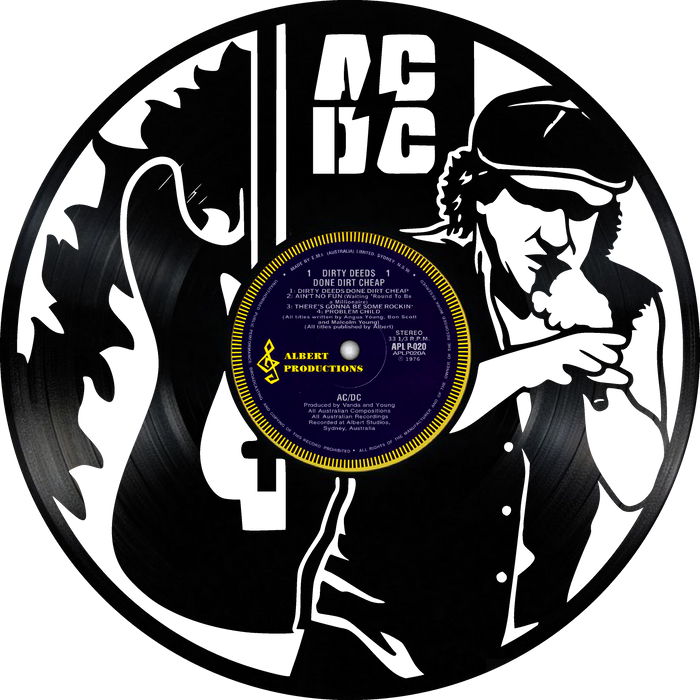 AC-DC  Laser Cut Vinyl Record artist representation or vinyl clock