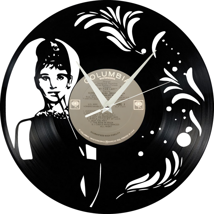 Audrey Hepburn Laser Cut Vinyl Record artist representation or vinyl clock