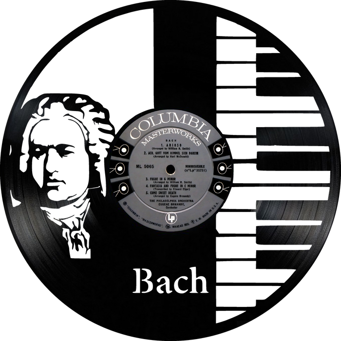 Bach Laser Cut Vinyl Record artist representation or vinyl clock