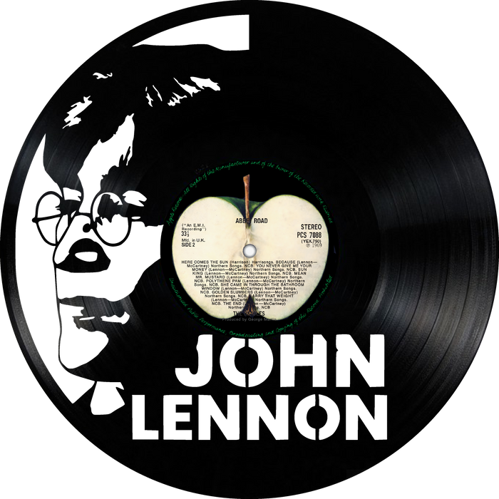 Beatles John Lennon Laser Cut Vinyl Record artist representation or vinyl clock
