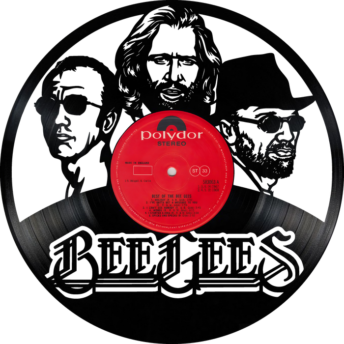 BEE GEES Laser Cut Vinyl Record artist representation or vinyl clock