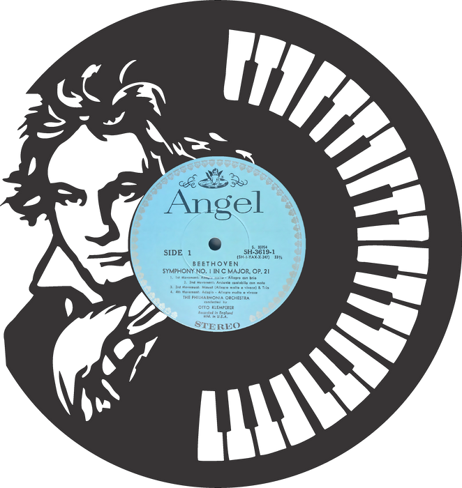 Beethoven Laser Cut Vinyl Record artist representation or vinyl clock