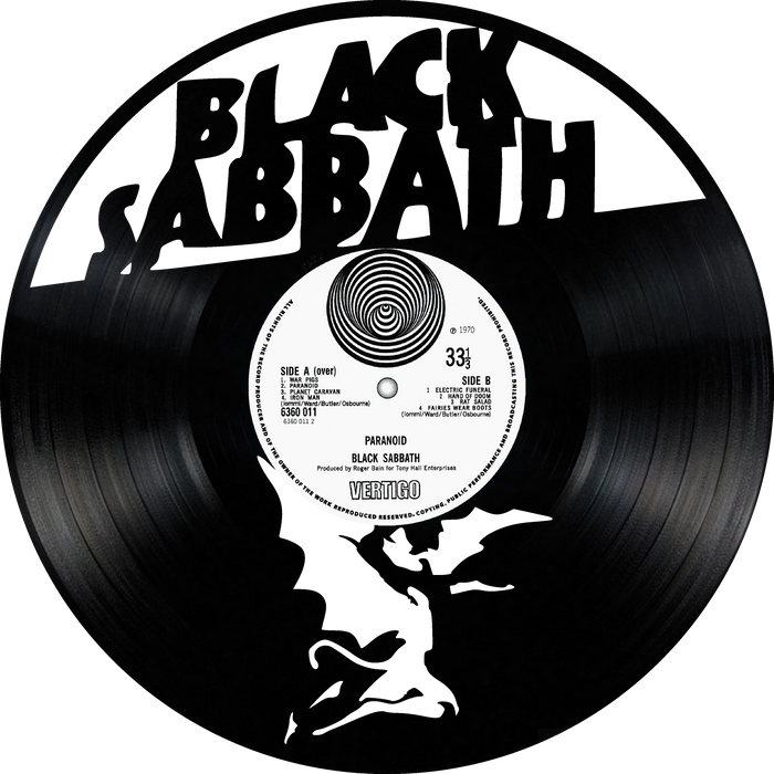 black sabbath Laser Cut Vinyl Record artist representation or vinyl clock