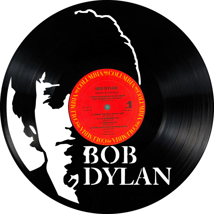bob dylan Laser Cut Vinyl Record artist representation or vinyl clock