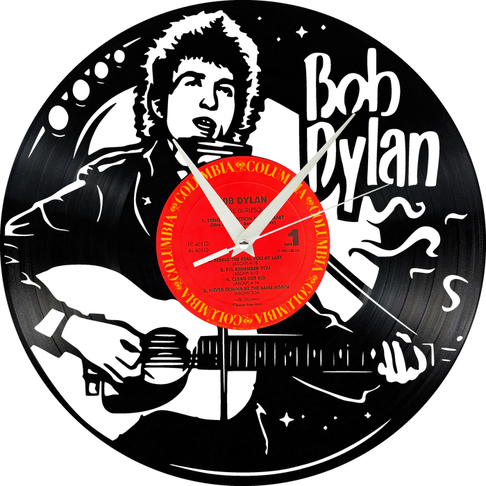bob dylan Laser Cut Vinyl Record artist representation or vinyl clock