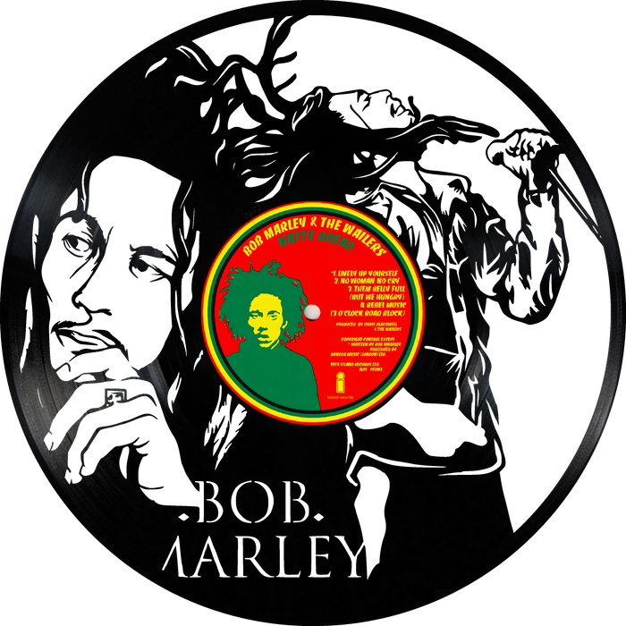 bob marley Laser Cut Vinyl Record artist representation or vinyl clock