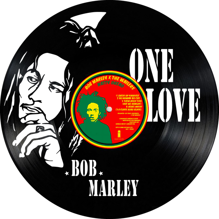 bob marley Laser Cut Vinyl Record artist representation or vinyl clock
