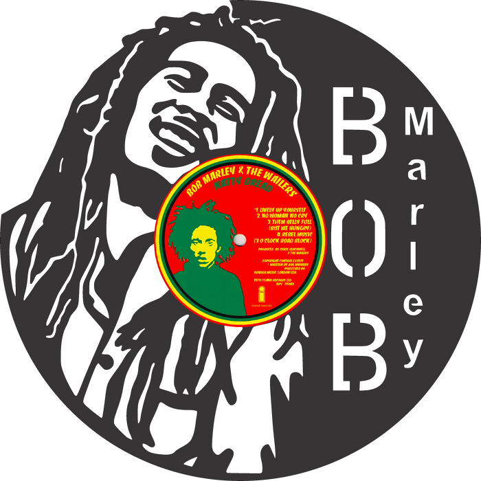 bob marley Laser Cut Vinyl Record artist representation or vinyl clock
