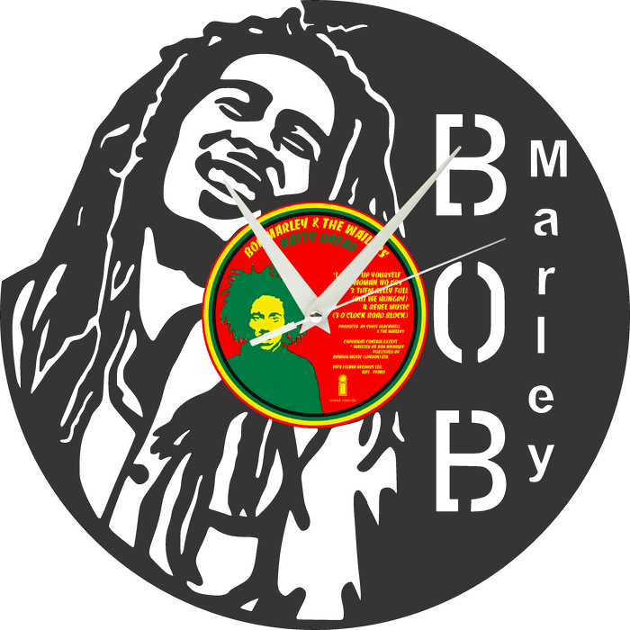 bob marley Laser Cut Vinyl Record artist representation or vinyl clock