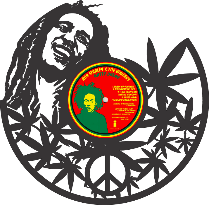 bob marley Laser Cut Vinyl Record artist representation or vinyl clock