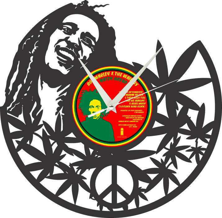 bob marley Laser Cut Vinyl Record artist representation or vinyl clock