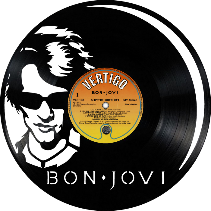 bon jovi Laser Cut Vinyl Record artist representation or vinyl clock