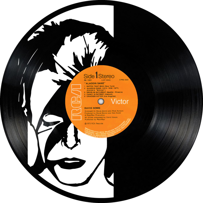 bowie Laser Cut Vinyl Record artist representation or vinyl clock