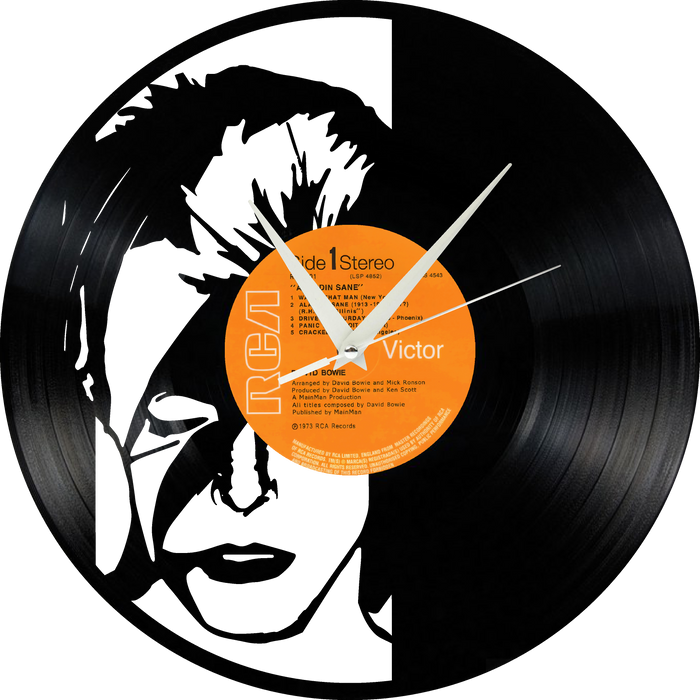 bowie Laser Cut Vinyl Record artist representation or vinyl clock