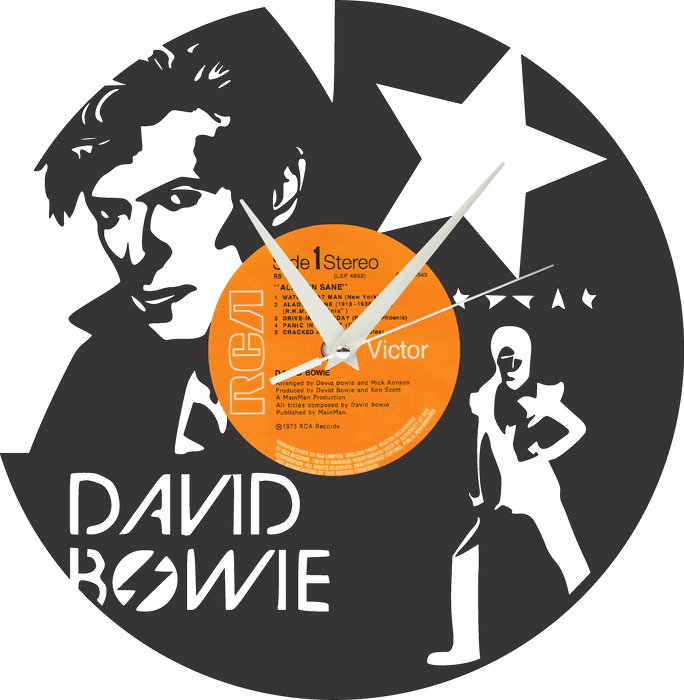 bowie Laser Cut Vinyl Record artist representation or vinyl clock