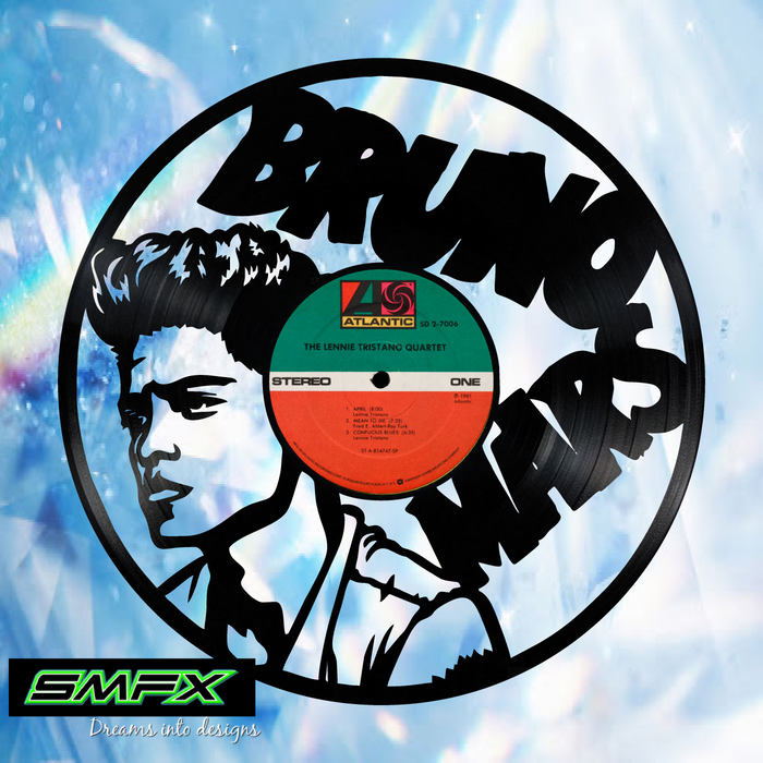 bruno mars Laser Cut Vinyl Record artist representation or vinyl clock