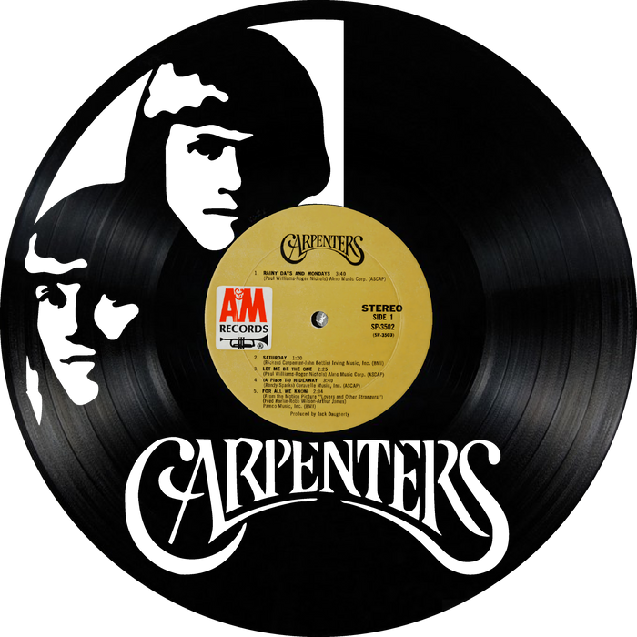 carpenters Laser Cut Vinyl Record artist representation or vinyl clock