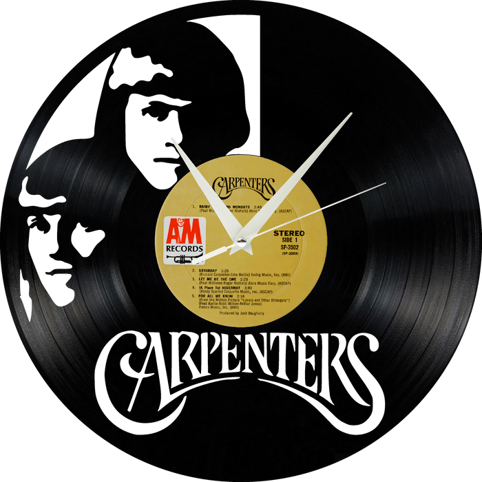 carpenters Laser Cut Vinyl Record artist representation or vinyl clock