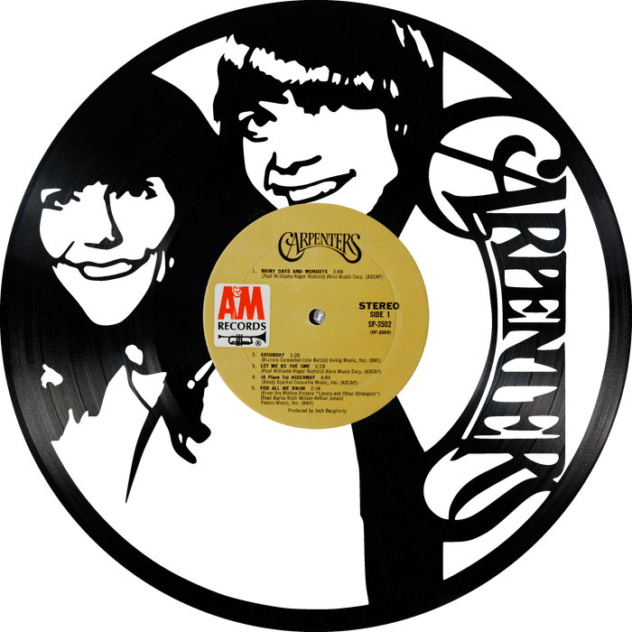 carpenters Laser Cut Vinyl Record artist representation or vinyl clock