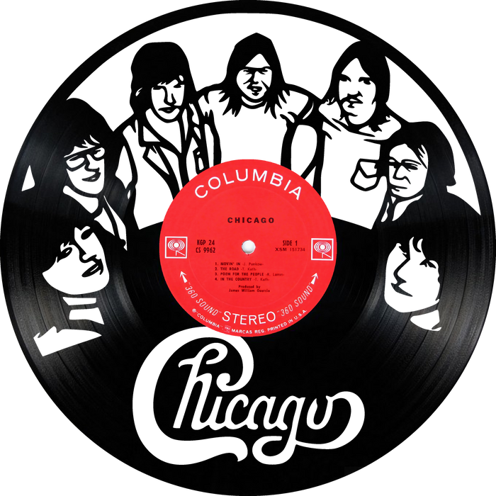 chicago Laser Cut Vinyl Record artist representation or vinyl clock