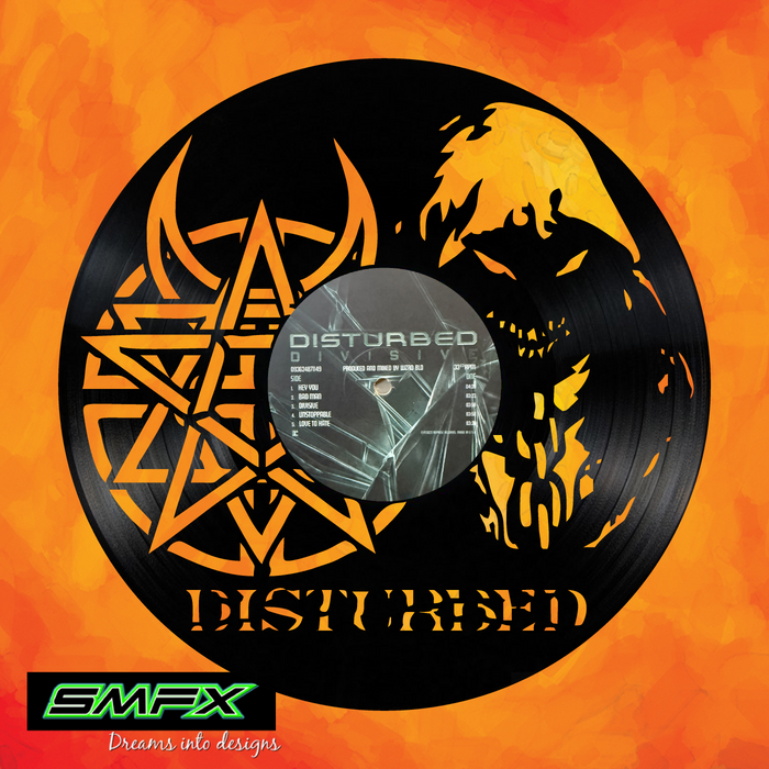disturbed Laser Cut Vinyl Record artist representation or vinyl clock