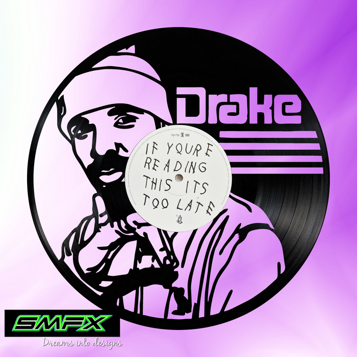 Drake Laser Cut Vinyl Record artist representation or vinyl clock
