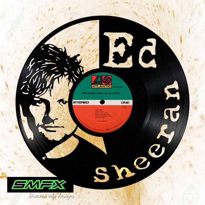 ed sheeran Laser Cut Vinyl Record artist representation or vinyl clock