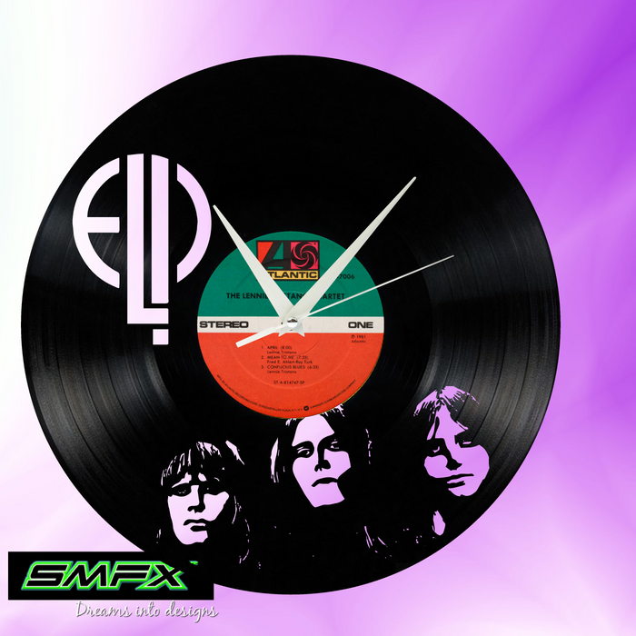 emerson lake and palmer Laser Cut Vinyl Record artist representation or vinyl clock