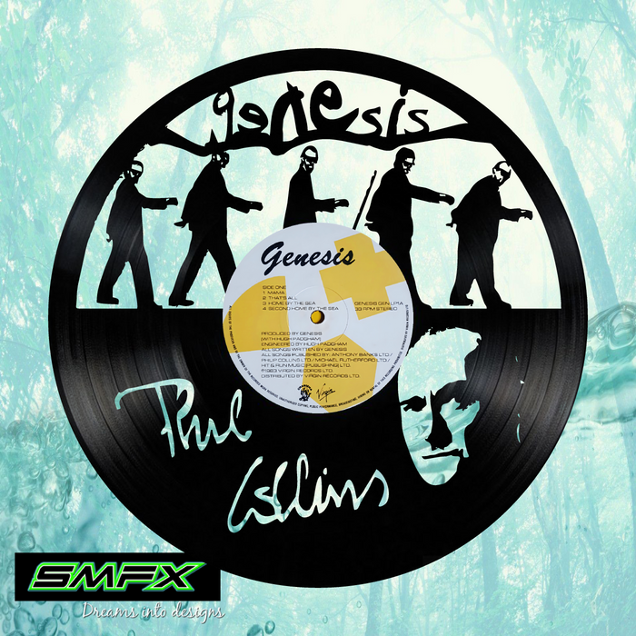 genesis Laser Cut Vinyl Record artist representation or vinyl clock