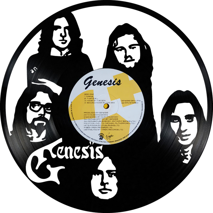 genesis Laser Cut Vinyl Record artist representation or vinyl clock