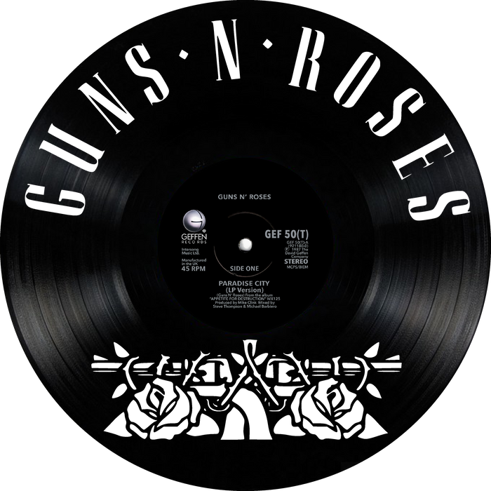 guns and roses Laser Cut Vinyl Record artist representation or vinyl clock