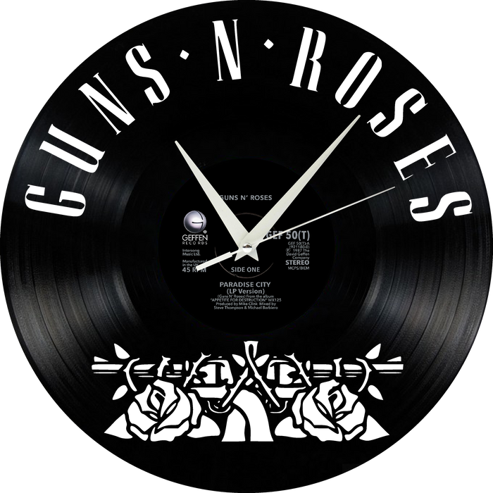 guns and roses Laser Cut Vinyl Record artist representation or vinyl clock