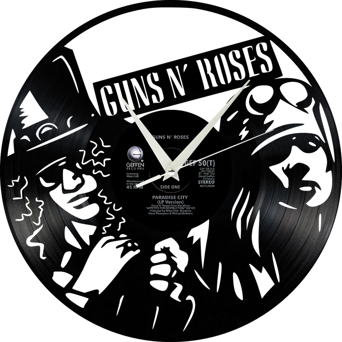 guns and roses Laser Cut Vinyl Record artist representation or vinyl clock