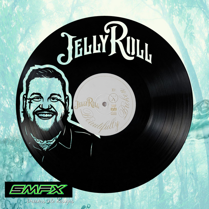Jelly Roll Laser Cut Vinyl Record artist representation or vinyl clock