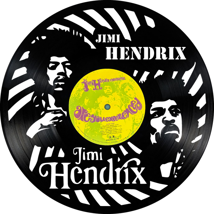 jimi hendrix Laser Cut Vinyl Record artist representation or vinyl clock