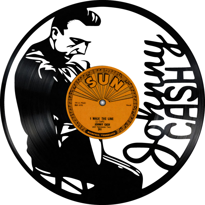 johnny cash Laser Cut Vinyl Record artist representation or vinyl clock