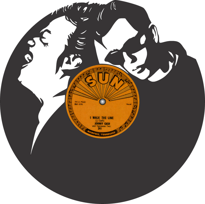 johnny cash Laser Cut Vinyl Record artist representation or vinyl clock