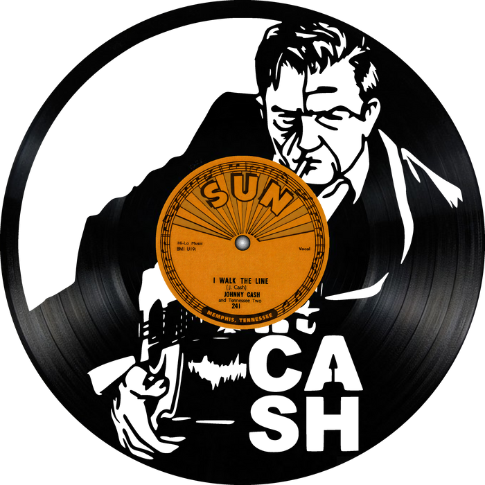 johnny cash Laser Cut Vinyl Record artist representation or vinyl clock