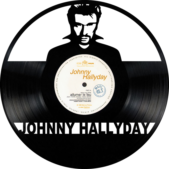 johnny hallyday Laser Cut Vinyl Record artist representation or vinyl clock