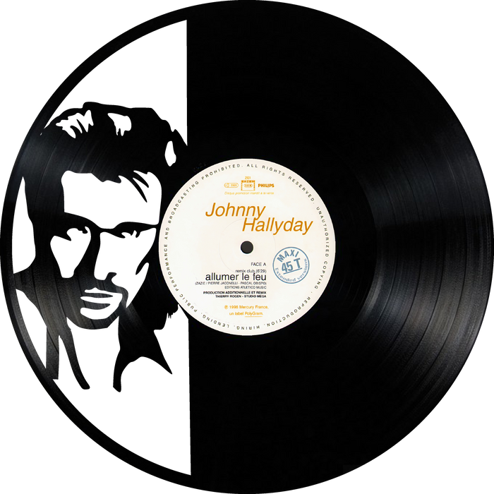 johnny hallyday Laser Cut Vinyl Record artist representation or vinyl clock