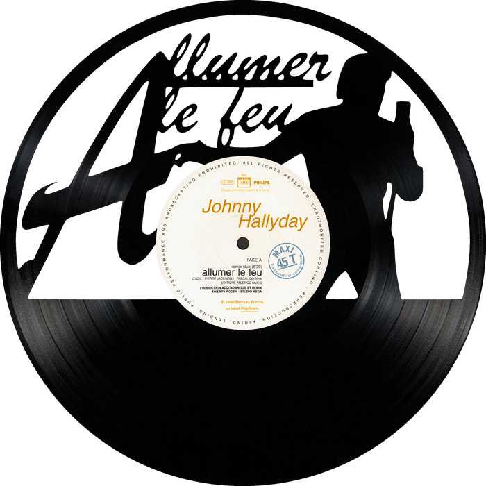 johnny hallyday Laser Cut Vinyl Record artist representation or vinyl clock